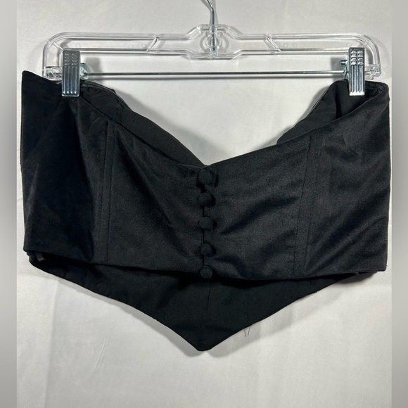 Princess Polly Emilia Velvet Bustier Womens Strapless Cropped Top Black Size 12 - Picture 8 of 10